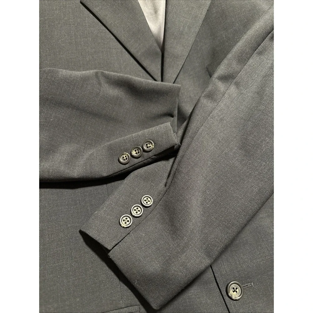 John W Nordstrom Men's Suit Jacket 44R38 Canada Gray Wool Blazer Dark Gray‎